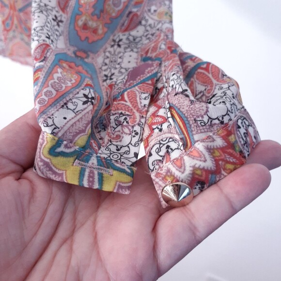 Mossimo pink Paisley print shear shirt top l blouse career office blouse large - Picture 4 of 4